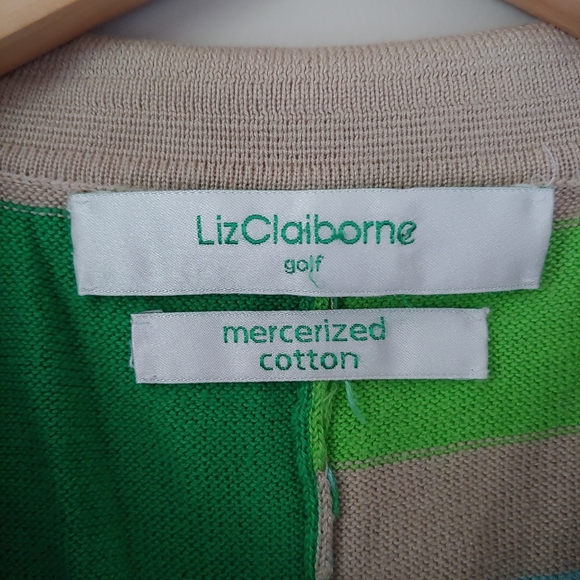 Liz Claiborne Golf Cotton Knit Polo Tank Top Sleeveless Multicolor Stripe Size M - Picture 10 of 12